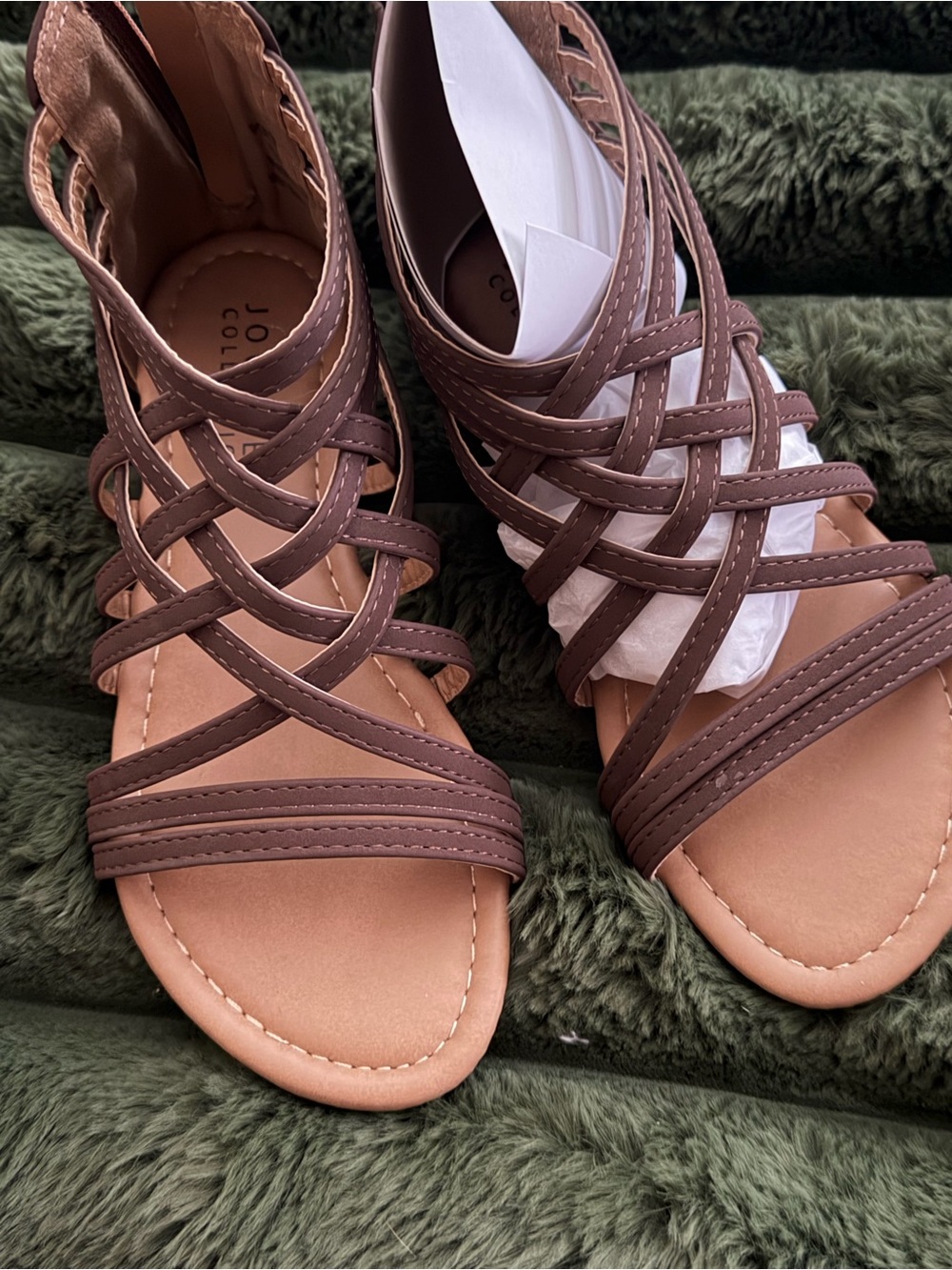 Journee Collection Women’s Brown Strappy Woven Sandals